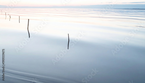 Calm water minimal tranquil serene pastel pole reflection nature landscape