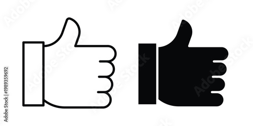 Like icon in stroke outline style with flat version