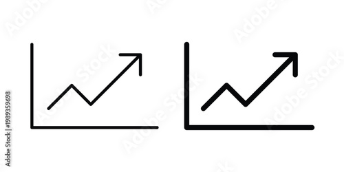 Line chart icon in stroke outline style with flat version
