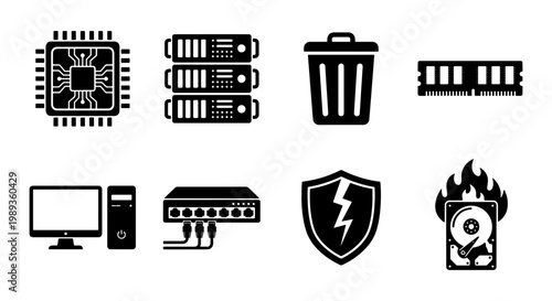 Cyclist silhouette collection, mountain bike and road cycling athlete set, professional bicycle rider icons, 9 black vector elements for sports design