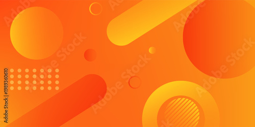 Dynamic orange abstract background featuring simple geometric shape patterns, clean vector texture design ideal for modern