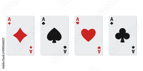 Playing card icon set collection in flat style. Poker game vector illustration on isolated background. Gambling casino sign business concept.