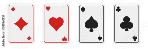 Playing card icon set collection in flat style. Poker game vector illustration on isolated background. Gambling casino sign business concept.