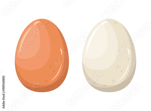 White and brown egg icon in flat style. Protein breakfast vector illustration on isolated background. Chicken eggs sign business concept.