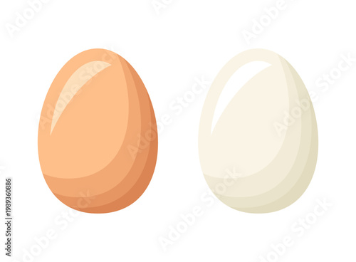 White and brown egg icon in flat style. Protein breakfast vector illustration on isolated background. Chicken eggs sign business concept.