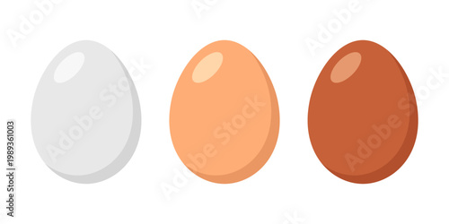 White and brown egg icon in flat style. Protein breakfast vector illustration on isolated background. Chicken eggs sign business concept.