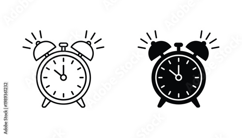 Alarm Clock Ringing Icon Time Management Deadline Reminder Vector UI Design Element