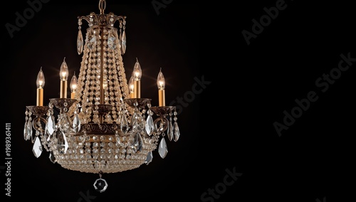 Opulent vintage chandelier against a dark backdrop.