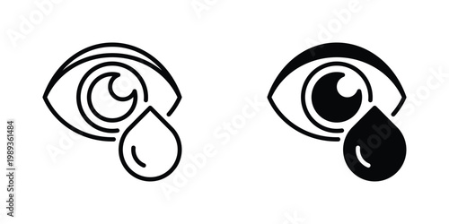 Dry Eye Vector Line Icon for healthcare and medical