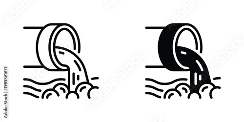Sewage Vector Line Icon for industry and infrastructure
