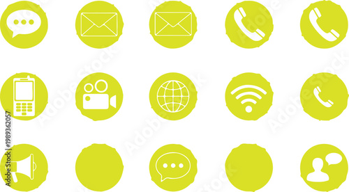 Collection of Communication and Connection Icons for Digital and Business Use