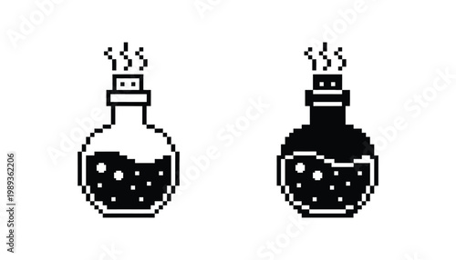 Potion Flask Bubbling Pixel Art Gaming Science Icon