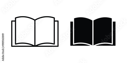 open book icon in stroke outline style with flat version