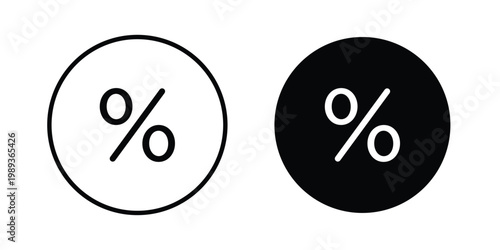 Percentage icon in stroke outline style with flat version