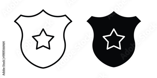 Police icon in stroke outline style with flat version