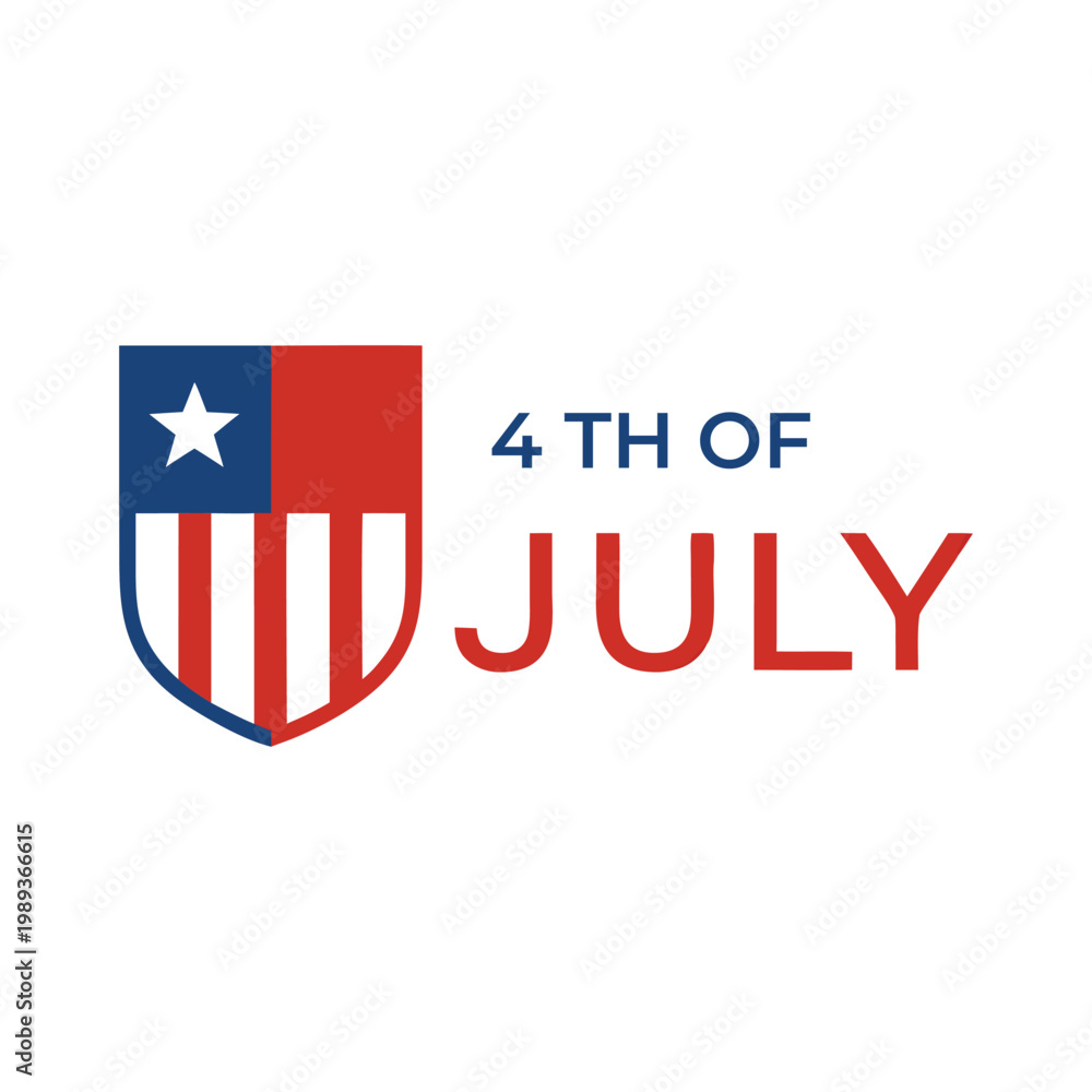 Fototapeta premium A patriotic shield design with stars and stripes celebrating the fourth of july