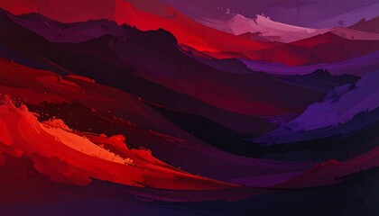 Crédence de cuisine Bordeaux A vibrant abstract landscape with swirling red, purple, and black hues  © Dpdaaa