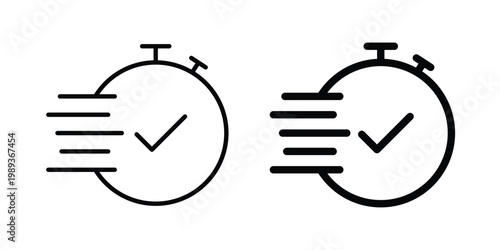 Quick Time icon in stroke outline style with flat version