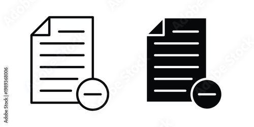 Remove file icon in stroke outline style with flat version
