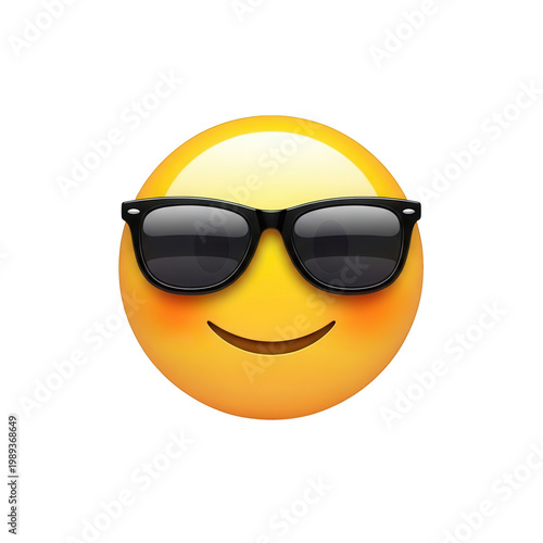 A smiling emoji wearing sunglasses isolated on transparent background