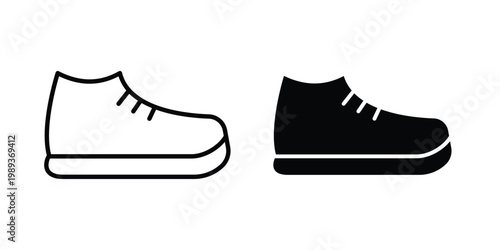 Shoes icon in stroke outline style with flat version