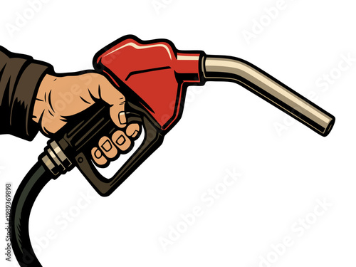 Vektorillustration einer Zapfpistole in der Hand eines Mannes in Comicstyle
