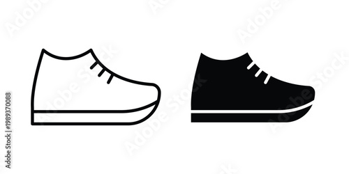 Sneakers icon in stroke outline style with flat version