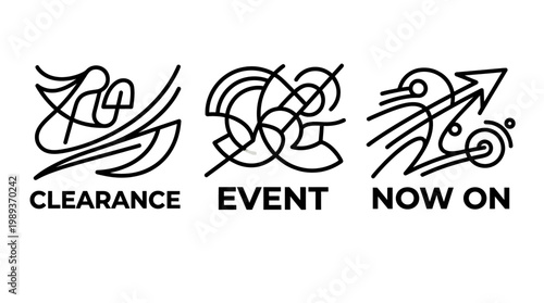 Abstract Graphic Designs Announcing Clearance Event and Special Offers.