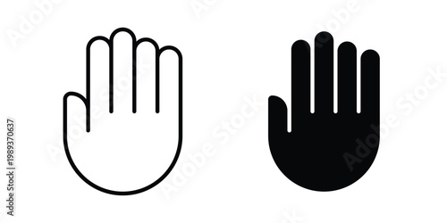 Stop icon in stroke outline style with flat version