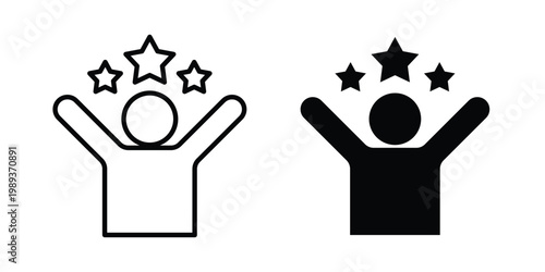 Success icon in stroke outline style with flat version