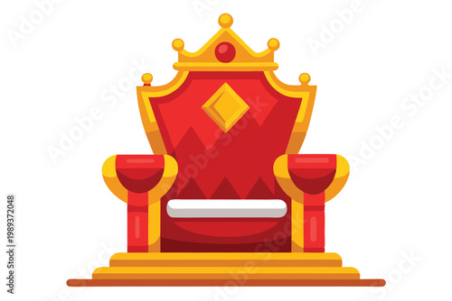 red royal throne vector on white background