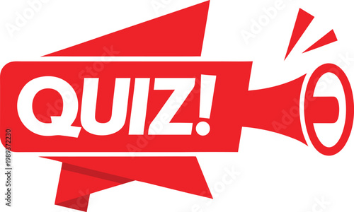 Engaging trivia game announcement banner design with megaphone symbol for interactive educational challenges and entertainment events