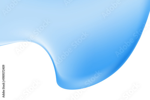 Elegant 3D blue liquid water gel bubble or blob with gradient texture, transparent background. Fluid iridescent aqua sphere shape close up, collagen serum. Beautiful cosmetic presentation.