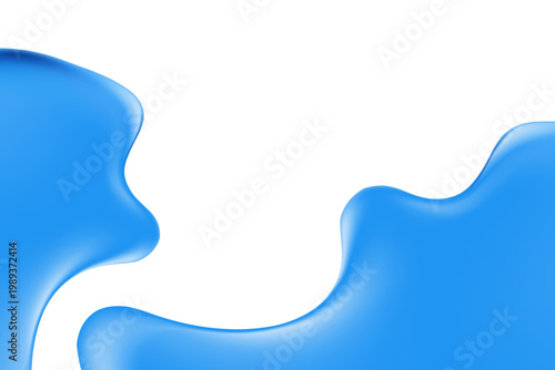 Elegant 3D blue liquid water gel bubble or blob with gradient texture, transparent background. Fluid iridescent aqua sphere shape close up, collagen serum. Beautiful cosmetic presentation.