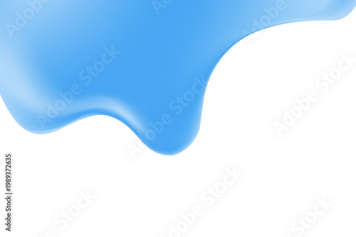 Elegant 3D blue liquid water gel bubble or blob with gradient texture, transparent background. Fluid iridescent aqua sphere shape close up, collagen serum. Beautiful cosmetic presentation.