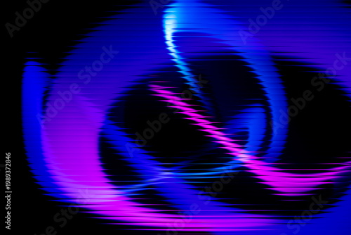 Canvas-taulu Abstract neon blue and magenta glass ripple background with horizontal wave dist