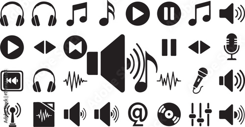 Audio Music Symbols and Icons Collection