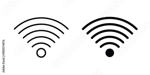 Wifi icon in stroke outline style with flat version