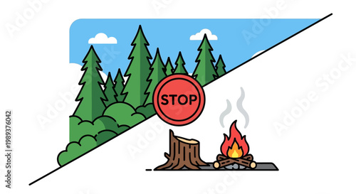 Stop deforestation and protect nature from fire, preserve the forest ecosystem