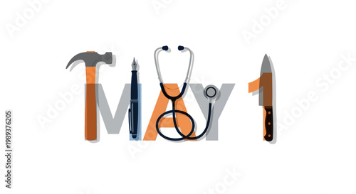 Celebrating global labor and diverse professional skills with essential tools on International Workers' Day