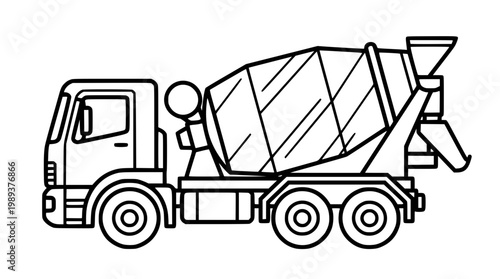 Vector illustration of a cement mixer truck in action