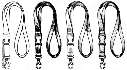 Various designs of leather straps with metal clips