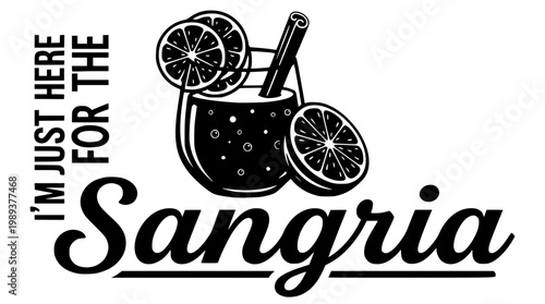 Vector graphic of sangria drink with a fun text quote