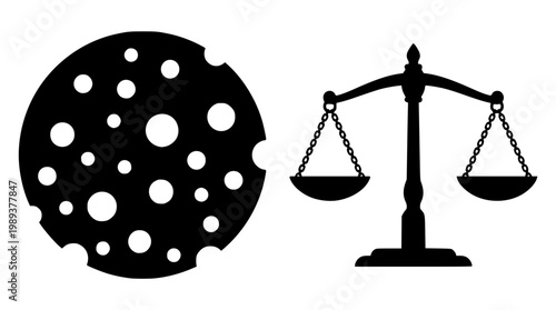 Vector graphic illustration of cookie and balance scale design