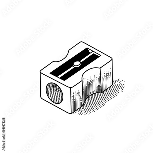 hand drawn minimalist pencil sharpener line art vector illustration