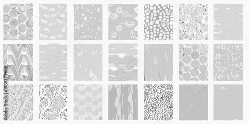 A collection of grayscale abstract textures arranged in a grid pattern