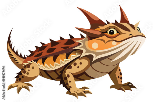 horned lizard vector on white background