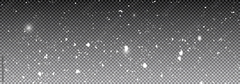 Naklejka premium Transparent background with small falling snowflakes.