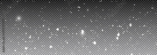 Transparent background with small falling snowflakes.