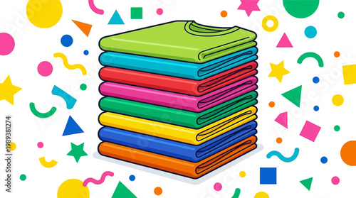 Stack of colorful folded towels.